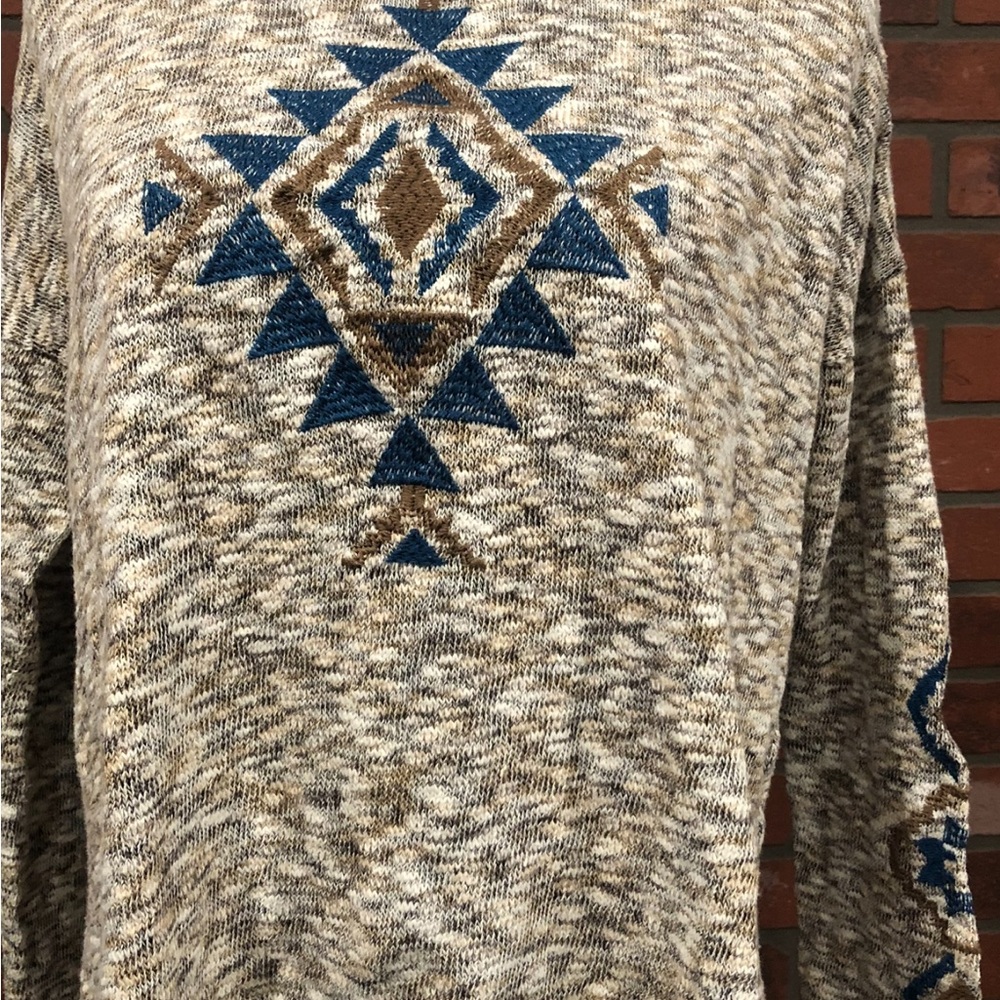 Roper Size Small Beige and Blue Sweater